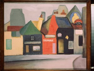 Landschaft (Straße eines französischen Dorfes mit einer Metzgerei und einer Bäckerei)