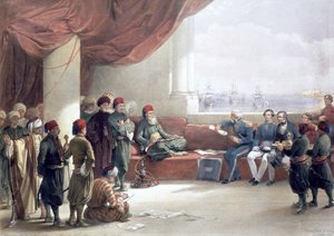 Interview mit dem Vizekönig von Ägypten in seinem Palast, Alexandria, Ägypten, 12. Mai 1839, 19. Jahrhundert von David Roberts
