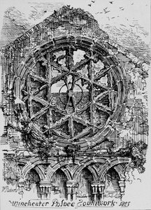 Das runde Fenster der Halle des Winchester House, Winchester Palace, Southwark von David Roberts