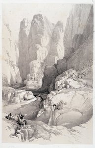 Das Theater (Eingang zu Petra), Zeichnung gemacht am 10/03/1839 in „Das Heilige Land“, London 1849 von David Roberts