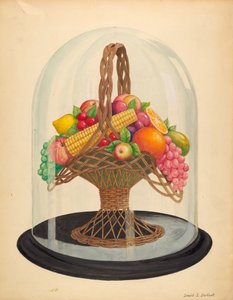 Ornament, Wachsobst unter Glaskugel von David S. De Vault