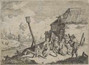 Tanzende Bauern bei einem Gasthaus von David Teniers (II)
