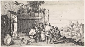 Fünf Bauern um ein Fass (Genreszenen im Freien) von David Teniers (II)