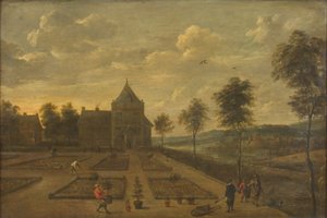 Ein Garten vor einem Landsitz von David Teniers II
