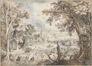 Landschaft mit Hasenjagd