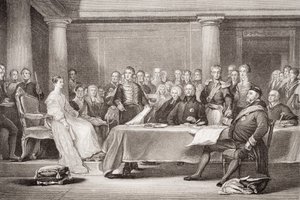 Königin Victorias erster Rat, Kensington Palace, 21. Juni 1837, aus `Illustrations of English and Scottish History