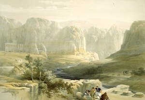 Petra Blick nach Süden, 9. März 1839, Platte 106 aus Band III von Das Heilige Land, graviert von Louis Haghe von David after Roberts