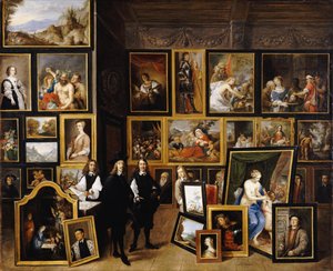 Erzherzog Leopold Wilhelm in seiner Gemäldegalerie, mit dem Künstler und anderen Figuren