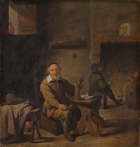 Älterer Mann in einer Taverne sitzend von David the Younger Teniers