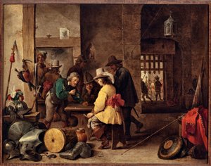 Das Wachhaus, Soldaten spielen und wetten. Gemälde von David Teniers dem Jüngeren (1610-1690) von David Teniers the Younger