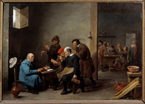 Der Mann mit dem weißen Hut, Gruppe von Männern, die in einer Gaststätte Pfeife rauchen