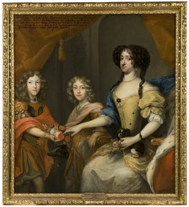Anna Sofia, 1647-1717, Prinzessin von Dänemark, Kurfürstin von Sachsen, ihre Söhne Johann Georg IV, 1668-1697, Kurfürst von Sachsen, Friedrich August I / August II der Starke, 1670-1733, Kurfürst von Sachsen, König von Polen