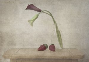 Calla-Lilien und Erdbeeren
