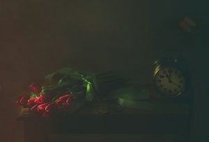 Rote Tulpen und Zeit von Delphine Devos