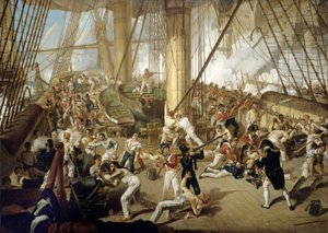 Der Fall von Horatio Nelson (1758-1805) in der Schlacht von Trafalgar, 21. Oktober