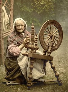 Irisches Spinnrad, County Galway, 1890 von Detroit Photographic Co.