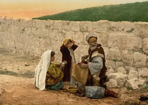 Wandernder Schuhmacher von Jerusalem, Heiliges Land, ca. 1890-ca. 1900