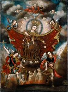 Die Jungfrau von Carmel rettet Seelen im Fegefeuer von Diego Quispe Tito