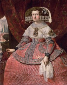 Königin Maria Anna von Spanien in einem roten Kleid, 1655-60