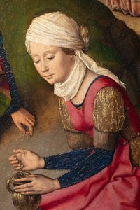Pfarrkirche (Parochiekerk Sint-Pieter). Gemälde. Das letzte Abendmahl. Dirk Bouts. 1464-1468. Detail. Rechtes Panel.