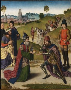 Begegnung von Abraham und Melchisedek von Dirck Bouts