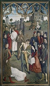 Die Gerechtigkeit des Kaisers Otto: Die Hinrichtung des unschuldigen Mannes, 1473-75 von Dirck Bouts