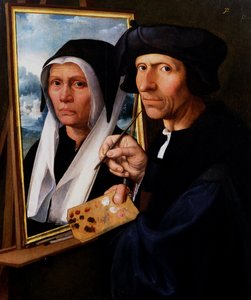 Jacob Cornelisz. van Oostsanen malt ein Porträt seiner Frau