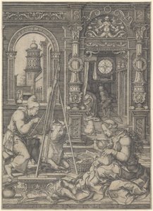 Der heilige Lukas malt die Jungfrau, 1526 von Dirck Vellert