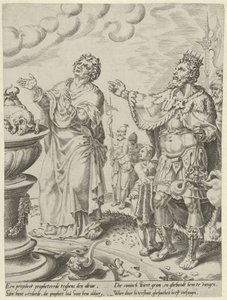 König Jerobeam und der Gottesmann vor dem Altar von Dirck Volckertsz. Coornhert (attributed to)