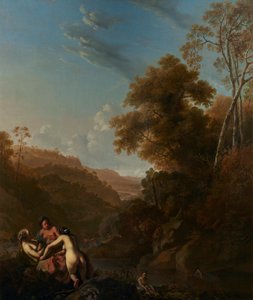 Italianisierende Landschaft mit badenden Nymphen