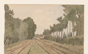 Landschaft mit einem Gebäude in der Ferne von Dirk Arnoldus Tavenraat