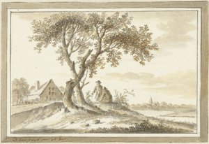 Landschaft mit zwei Männern unter einem Baum