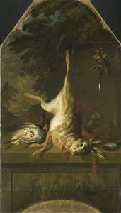 Stillleben mit totem Hasen und Rebhühnern von Dirk Valkenburg