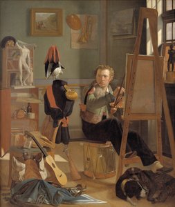 Der Schlachtenmaler Jorgen Sonne in seinem Studio, ca. 1826 von Ditlev Conrad Blunck