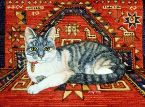 Erster Teppich-Katzen-Flicken, 1992