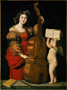 Heilige Cäcilia und ein Engel mit einer Musikpartitur