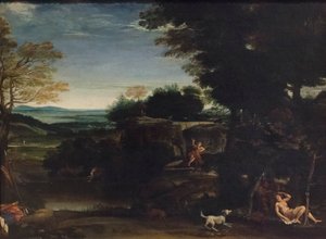 Landschaft mit Sylvia und einem Satyr