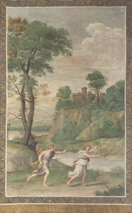 Apollo verfolgt Daphne Fresko aus der Villa Aldobrandini, 1617-1618