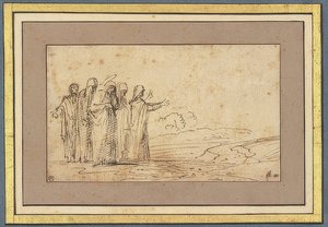 Maria mit vier heiligen Frauen in Landschaft