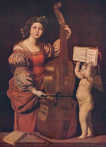 Heilige Cäcilia mit einem Engel, der eine Partitur hält, 1617-1618 von Domenichino