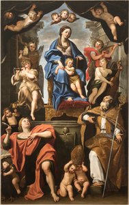 Jungfrau und Kind mit den Heiligen Petronius und Johannes dem Evangelisten, 1625-1629