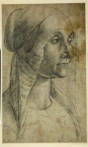 Kopf einer Frau mit Haube von Domenico Ghirlandaio