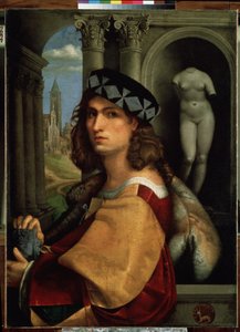 Porträt eines jungen Mannes oder Selbstporträt von Domenico (attr.to) Capriolo