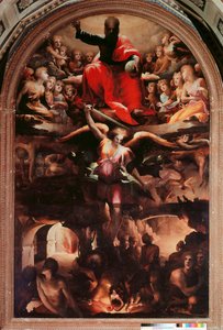 Der Erzengel Michael vertreibt die rebellischen Engel von Domenico Beccafumi