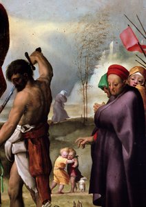 Heiliger Paulus auf dem Thron, Detail von Domenico Beccafumi