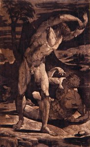 Zwei männliche Akte in einer Landschaft von Domenico Beccafumi