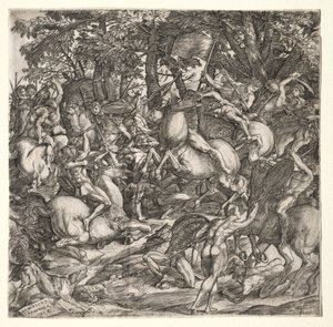 Schlacht der nackten Männer, 1517 von Domenico Campagnola