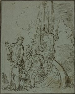 Christus geht auf dem Wasser, Petrus folgt