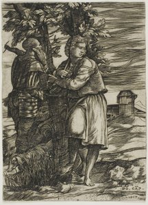 Hirte und alter Krieger von Domenico Campagnola