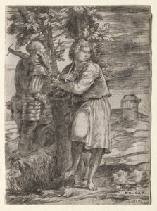 Hirte und alter Krieger, 1517 von Domenico Campagnola